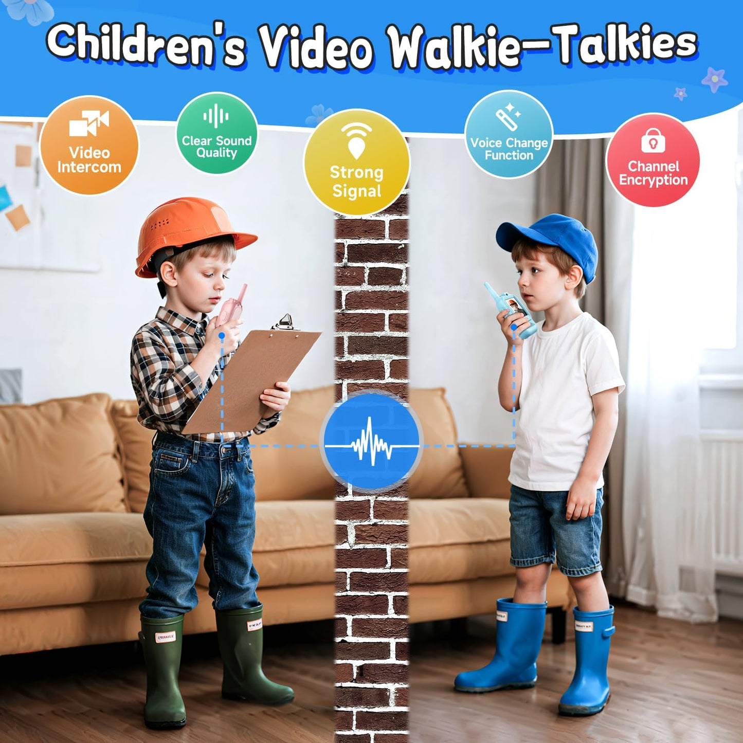 Handheld 2 Pack Rechargeable Video Intercom Kids Walkies Talkies