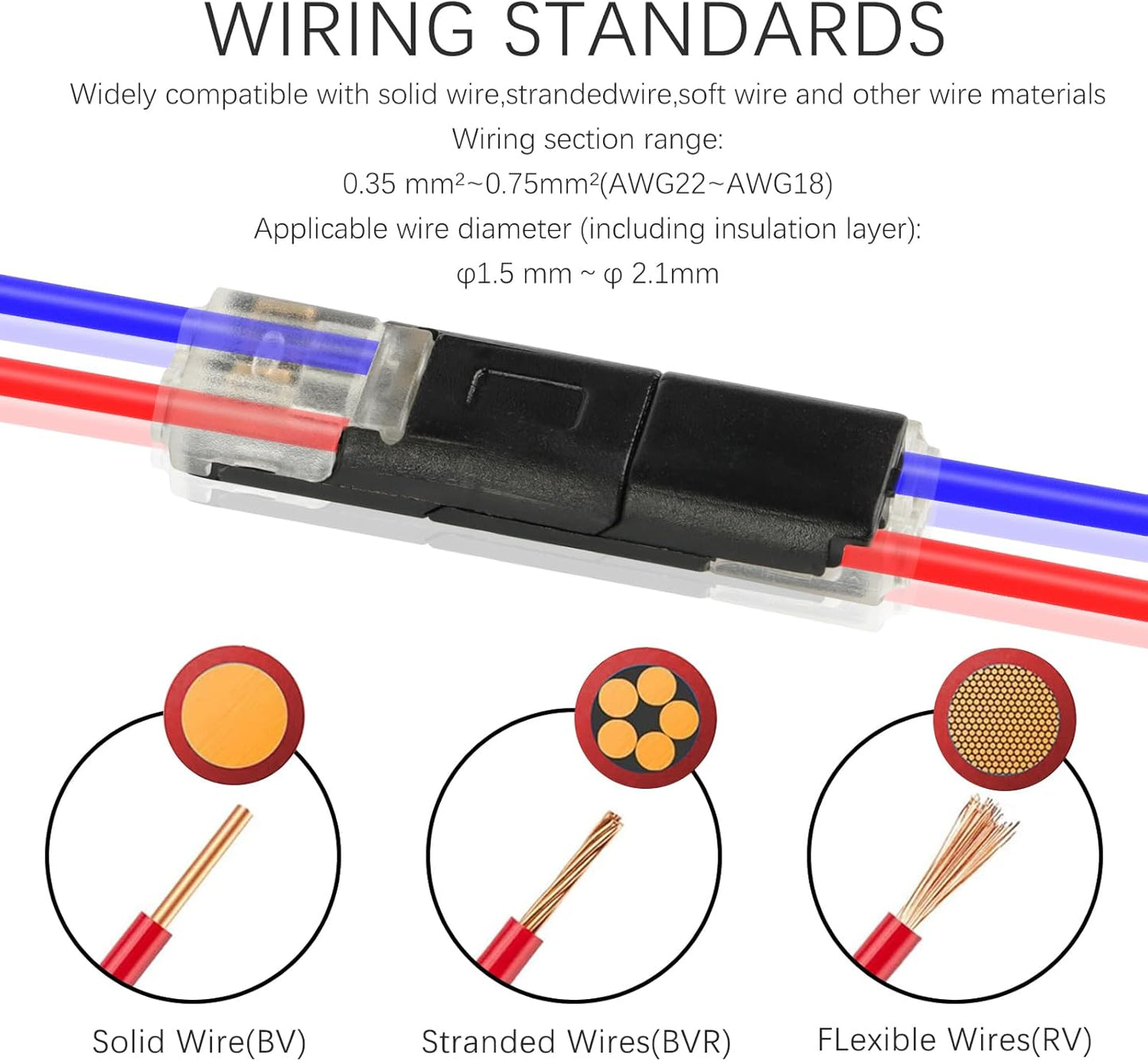 Low Voltage Wire Connectors 50 Pack, 2 Pin Quick Splice Lever Nut