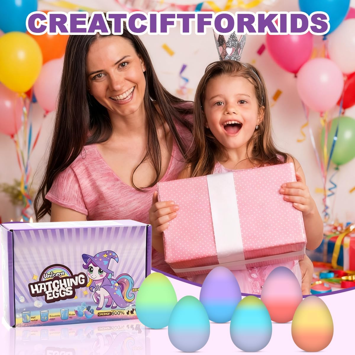 6 Pack Unicorn Hatching Rainbow Eggs for Kids