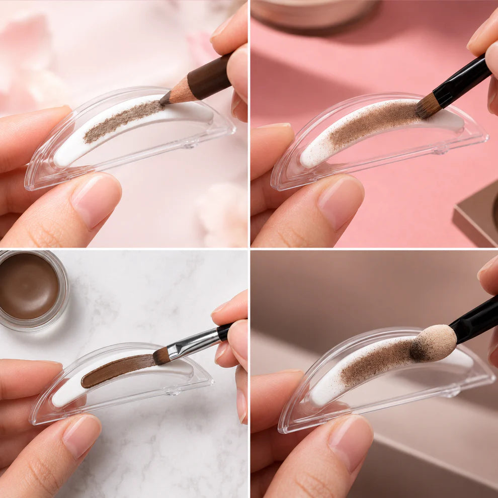 Eyebrow Powder,Waterproof Eyebrow Stamp 3 Pairs Stamp with Brow Brush