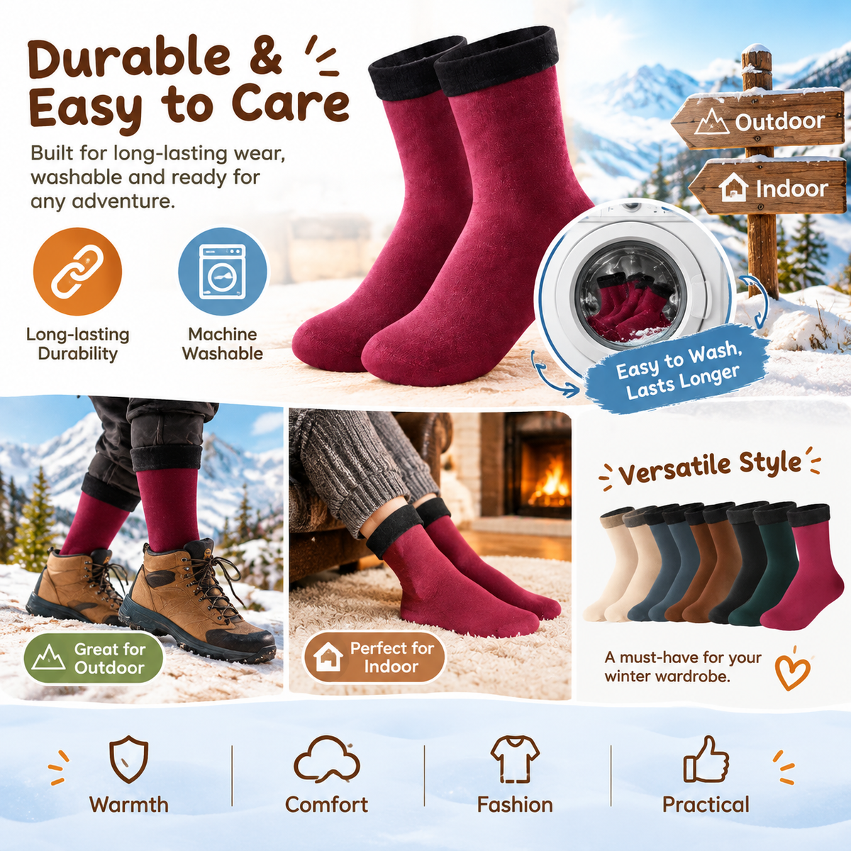 Thickened Fleece-Lined Quick-Heating Thermal Socks