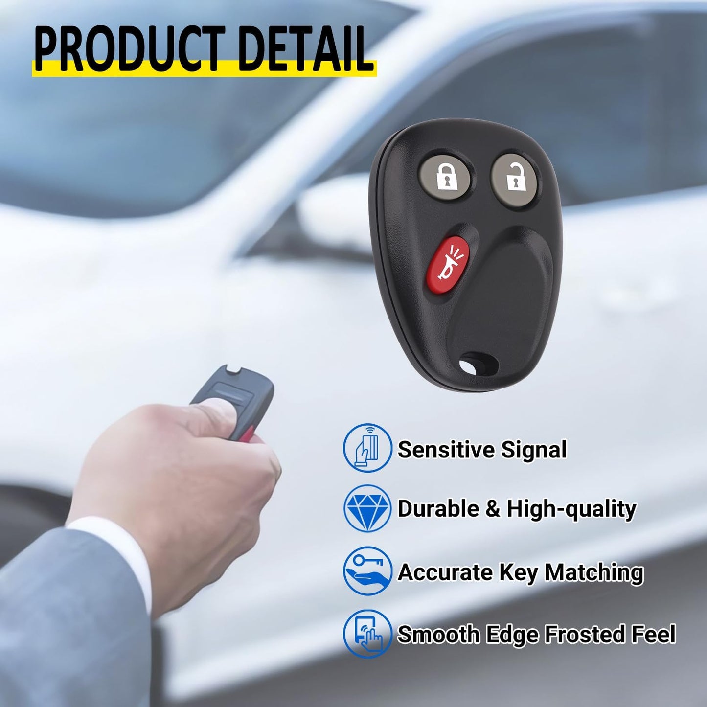 Chevrolet Cadillac 3-Button Remote Car Key, 315 Frequency LHJ011