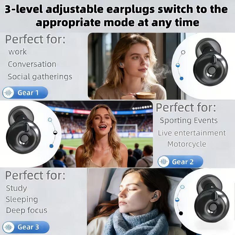 3-Mode Adjustable Ear Plugs for Sleeping Noise Reduction