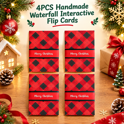 4PCS Handmade Waterfall Interactive Tab Greeting Card