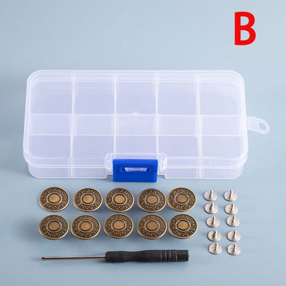 20 Pcs 17mm No-Sew Nailless Removable Metal Jeans Buttons With Thread Rivets and Screwdriver