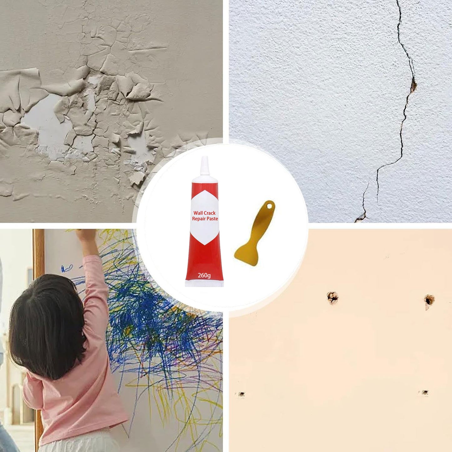 260g Fast Drying Wall Crack Repair Paste for Indoor, Kitchen, Ceiling