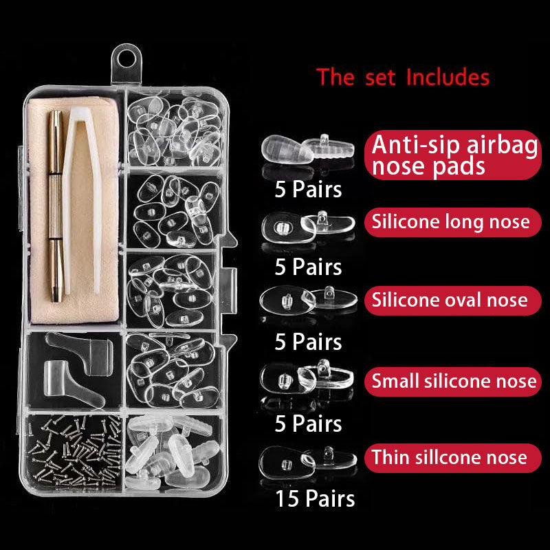 35 Pairs Silicone Non-Slip Eyeglass Nose Pads Replacement Kit with Screws & Tools