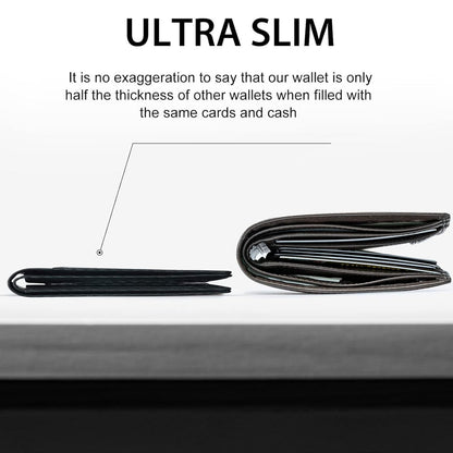 Slim Wallet for Men - Minimalist Genuine Leather Carbon Fiber Rfid Blocking Bifold Credit Card Holder