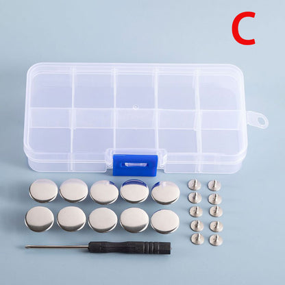 20 Pcs 17mm No-Sew Nailless Removable Metal Jeans Buttons With Thread Rivets and Screwdriver