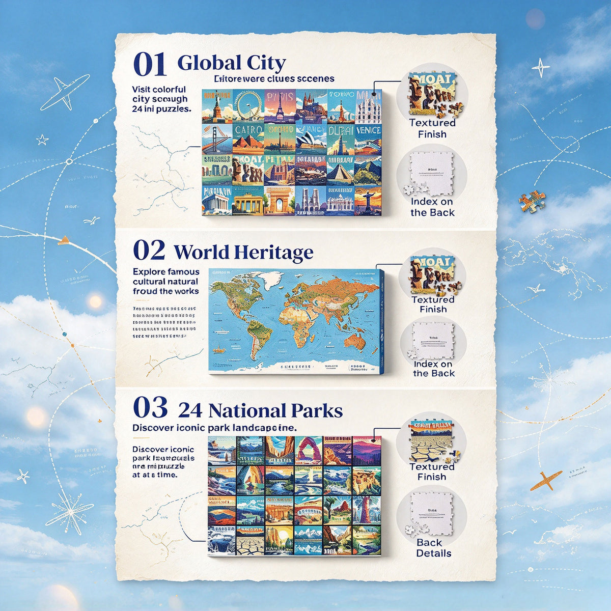 24-Box Mini 1000-Piece Jigsaw Puzzle Blind Box Set