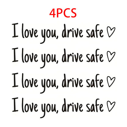 4 "I Love You, Please Drive Safely" Car Rearview Mirror Stickers