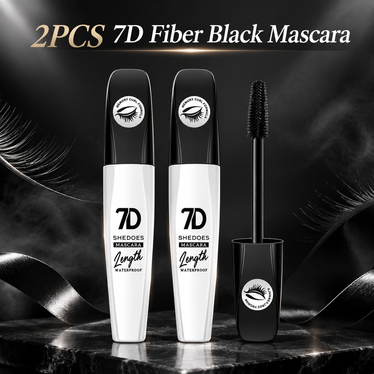 2PCS 7D Silk Fiber Black Mascara