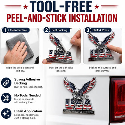 2PCS 3D Bald Eagle Car Emblem/Badge