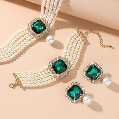 Pearl earring and necklace jewelry set