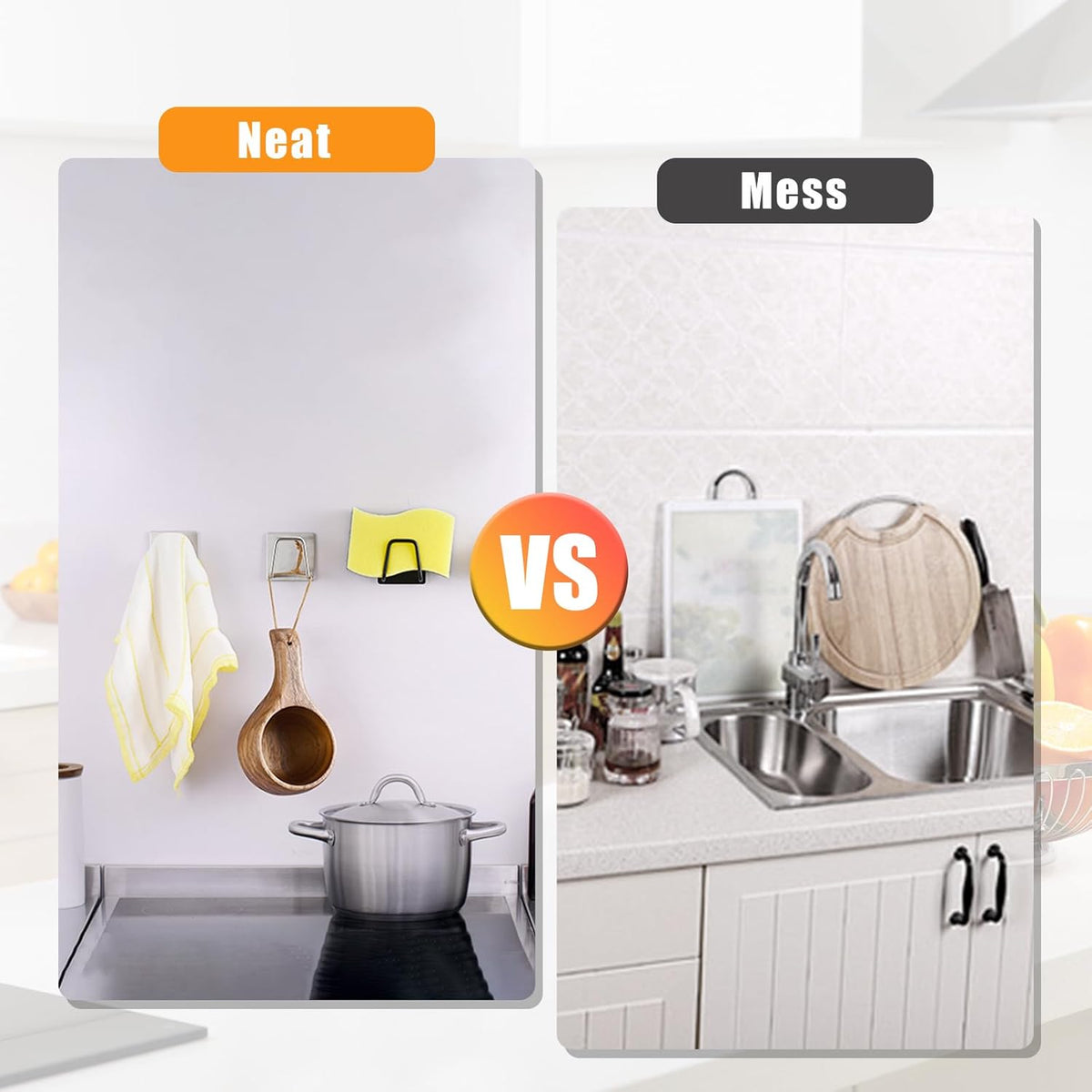 4 Counts Stainless Steel Sponge Holder for Kitchen Sink