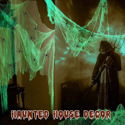 4PCS Glowing Halloween spiderweb decoration