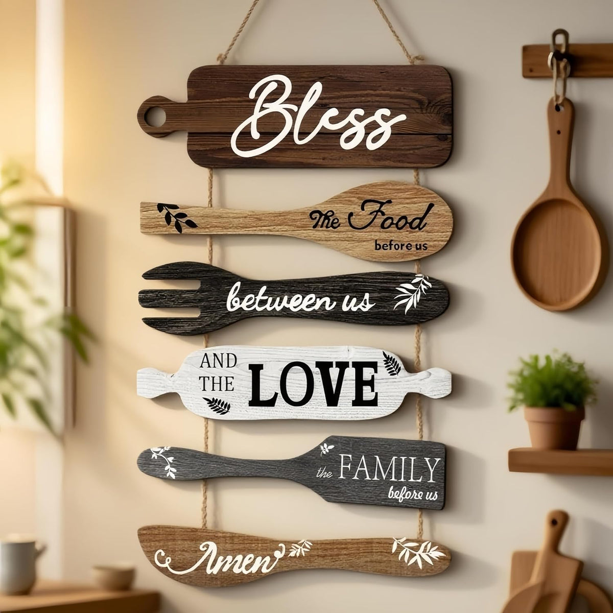 Food-themed hanging plaque shaped like cookware
