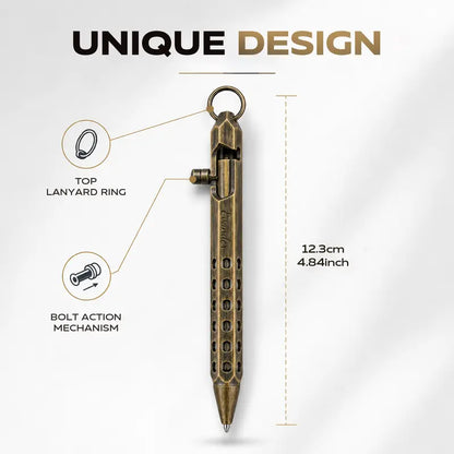 Vintage Brass Style Retractable Writing Pen with Keyring