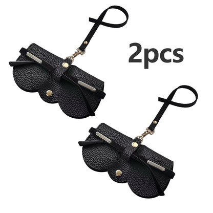 2Pcs Soft Glasses Bag for Women Men, Portable Leather Glasses Case for All Kinds of Glasses
