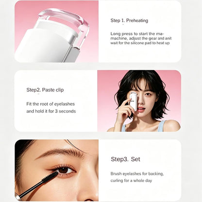 Heated Eyelash Curler with Thermosensitive Silicone Pad