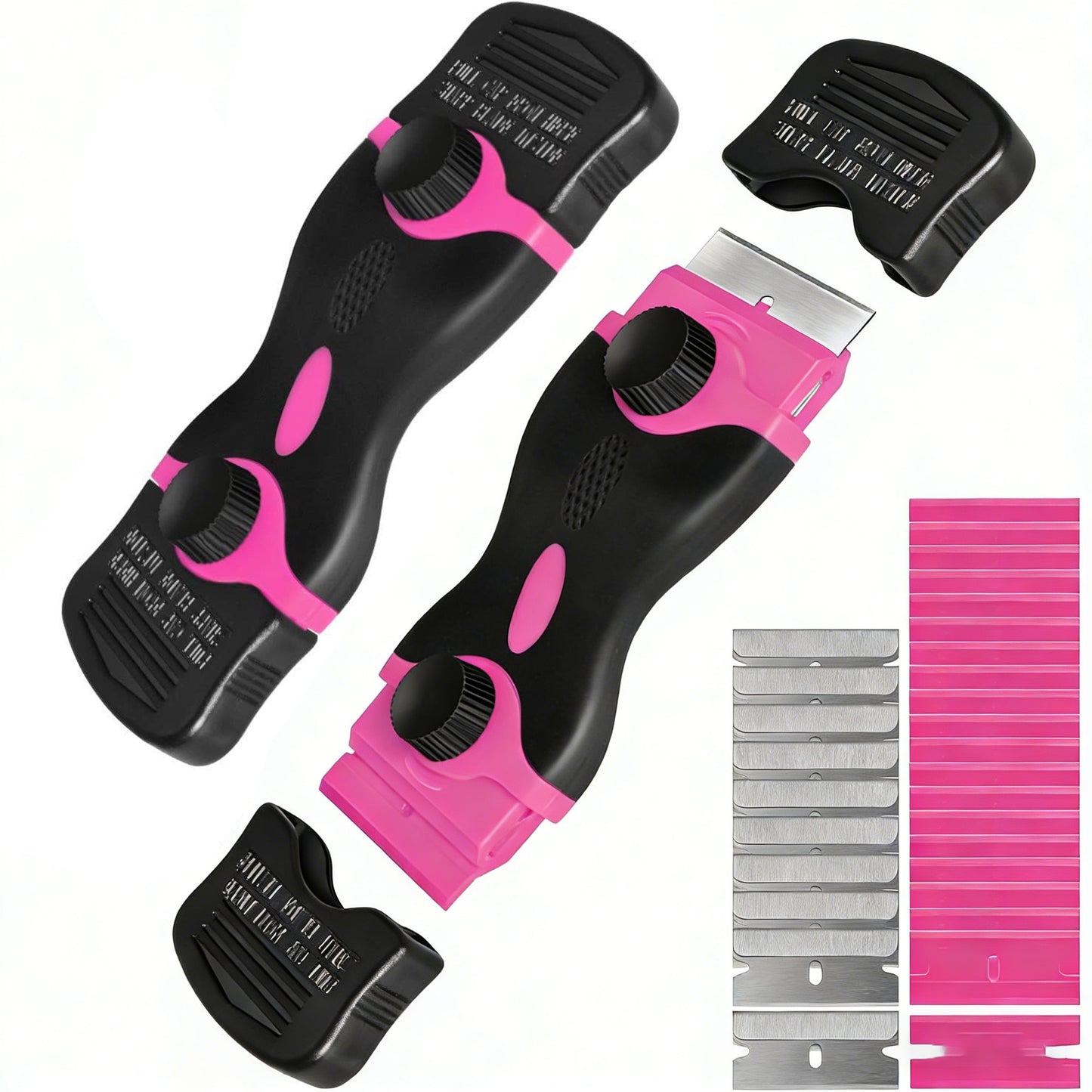 Multipurpose Glue & Sticker Remover Tool – Double Edged Scraper with 10 Plastic & 10 Metal Blades