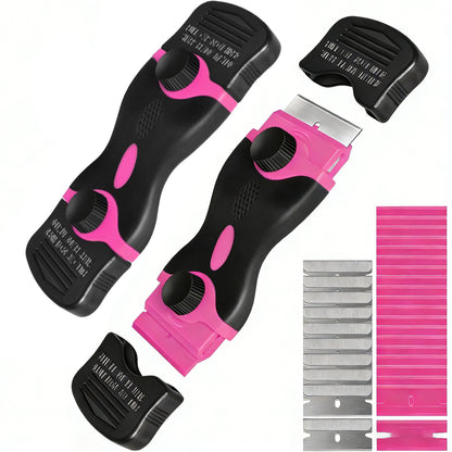 Multipurpose Glue & Sticker Remover Tool – Double Edged Scraper with 10 Plastic & 10 Metal Blades