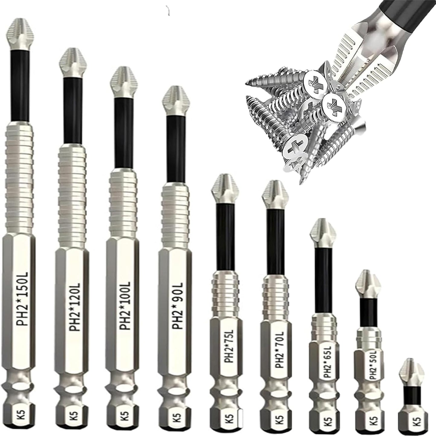 9pcs Strong Magnetic Screwdriver Drill Bit Set