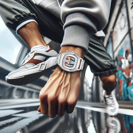 Mens Retro Square Stainless Steel Wristwatch
