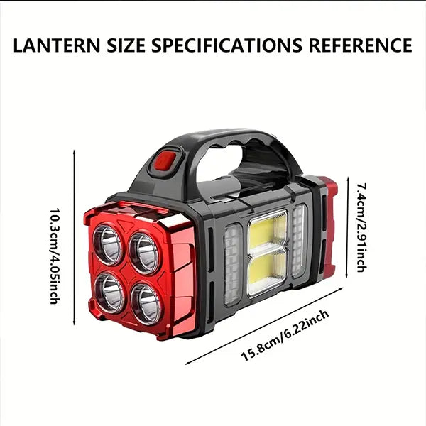 High Power 4LED Smart Torch Light - 2-In-1 Solar Charging & USB Rechargeable