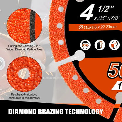 3PCS Cut Off Wheels 4 1/2 Inch Diamond Brazed Metal Cutting Wheels