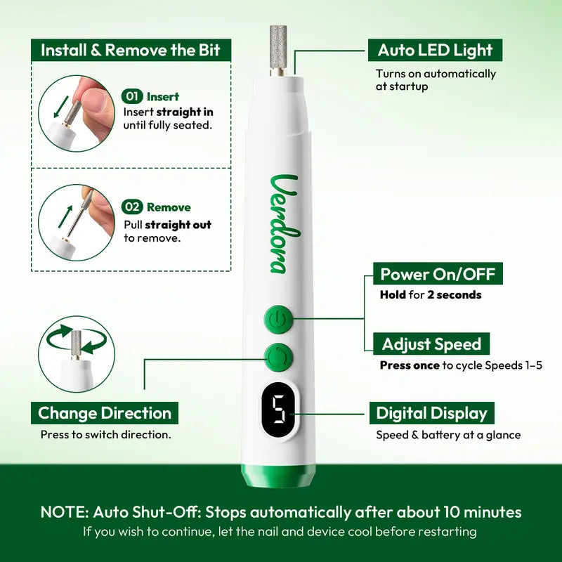 Electric Nail Drill for Thick Nails, 6 Interchangeable Nail Bits