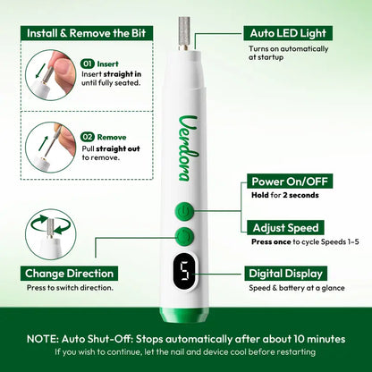 Electric Nail Drill for Thick Nails, 6 Interchangeable Nail Bits