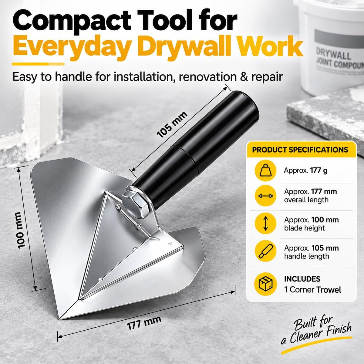 Stainless Steel Corner Trowel for Drywall Inside and Outside Corners