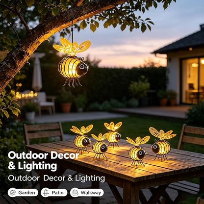 Hanging Solar Bee Light – Warm Amber Glow, Flicker-Free