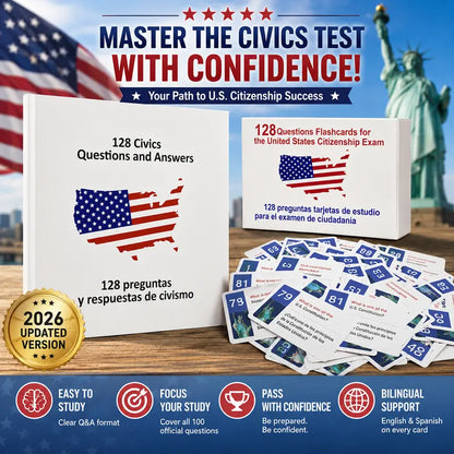 US Citizenship Flash Card Bilingual Naturalization Study Guide Combo Set