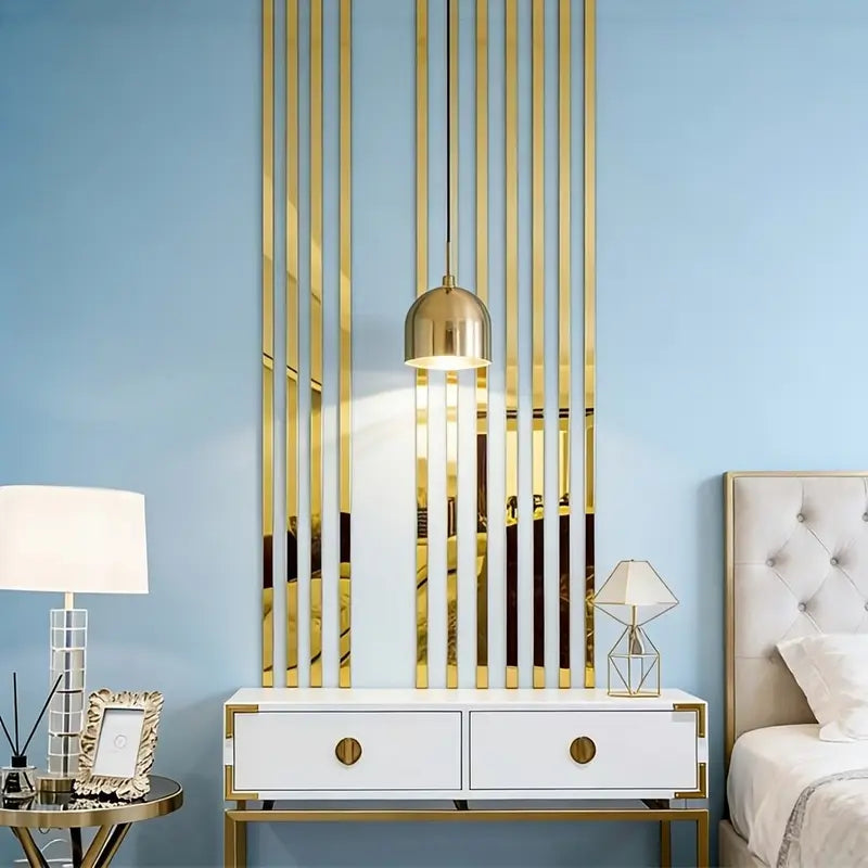 10-Piece Set of Long Acrylic Mirror Wall Stickers
