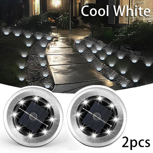 2pcs Outdoor Waterproof Mini Solar Ground Lights - Landscape Lighting for Yard Driveway Walkway