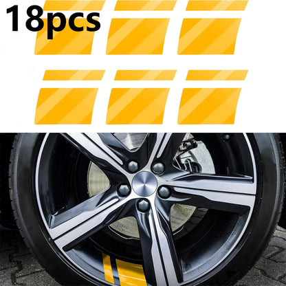 18Pcs Reflective Car Wheel Rim Decal Stripes Decoration Accessories