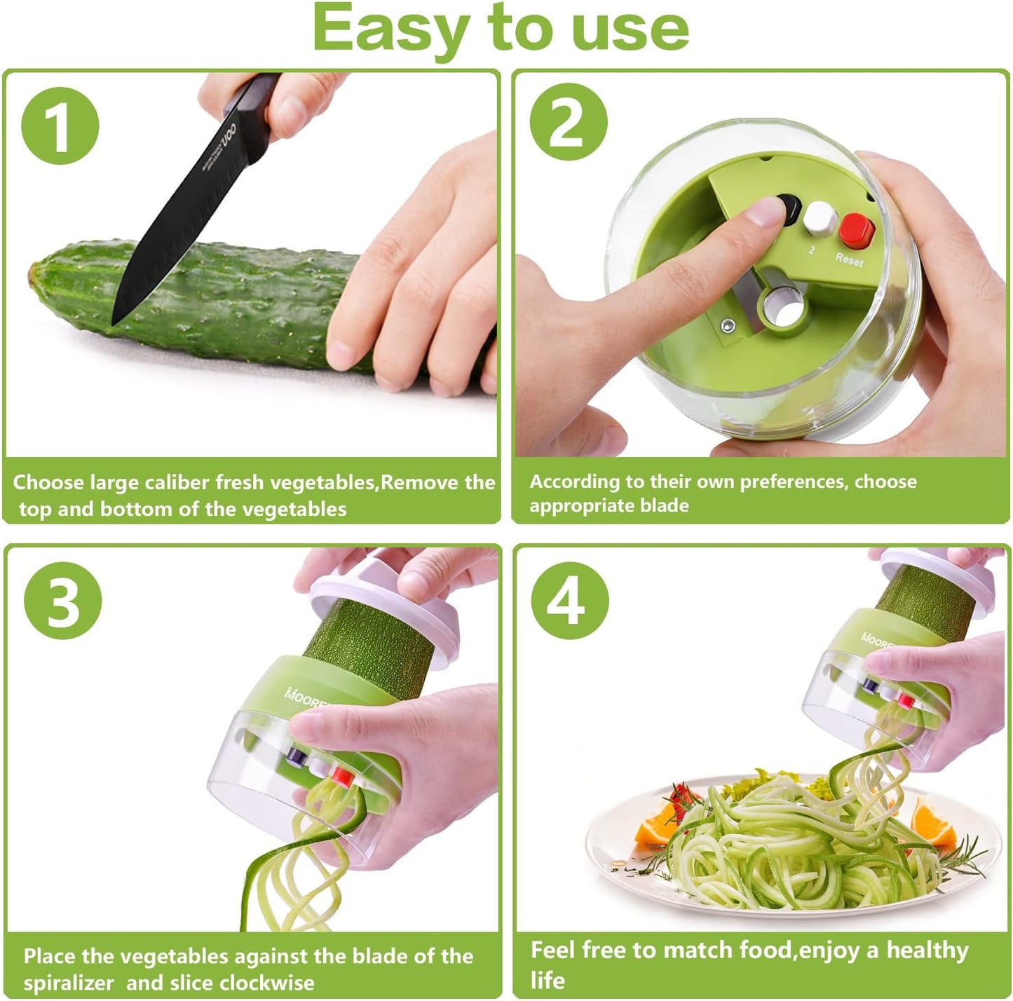 4-in-1 Handheld Spiralizer Vegetable Slicer