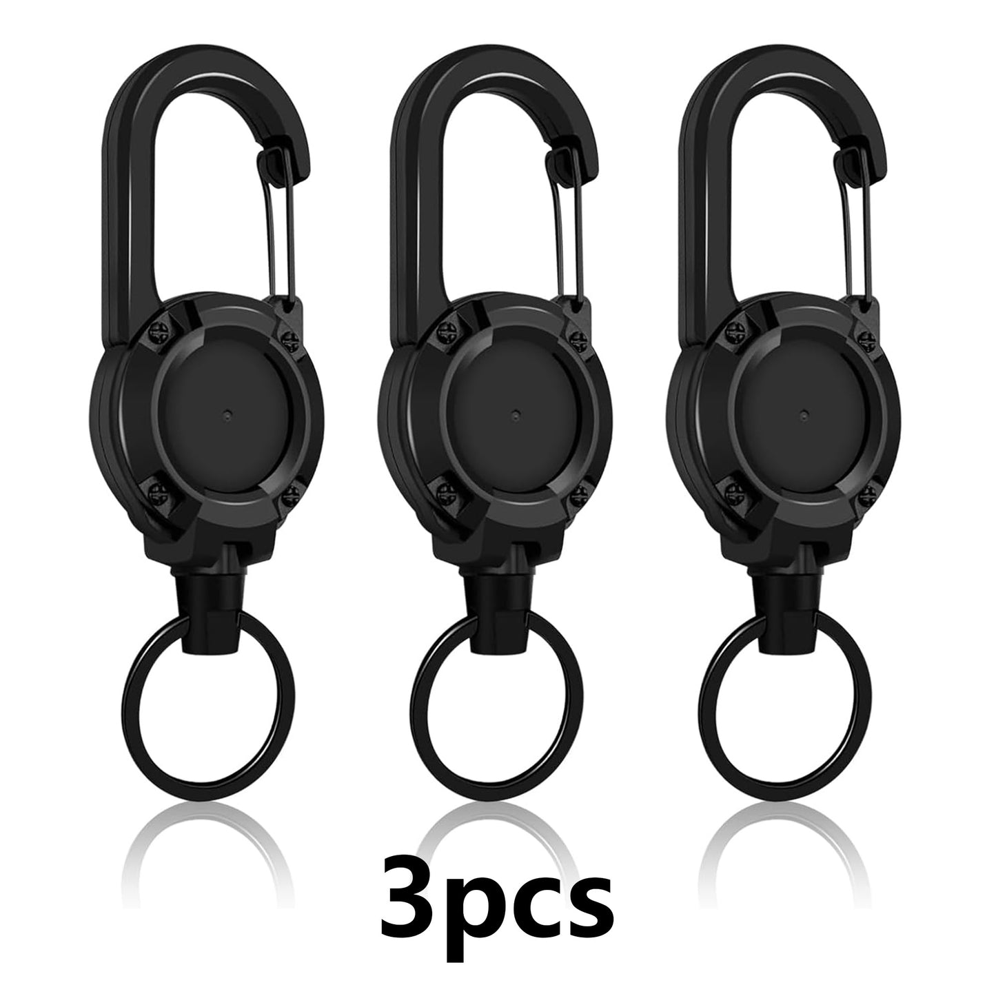 Retractable Keychain 3 Pack, Heavy Duty ID Badge Holder Reel