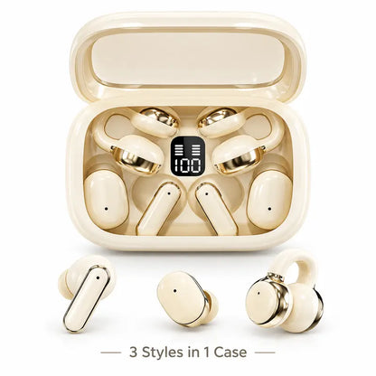 3-in-1 Bluetooth 6.0 Wireless Earbuds with Portable Charging Case