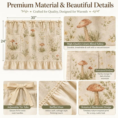Oven valance with rod pocket—suitable for stovetops, ovens, and dishwasher cabinets