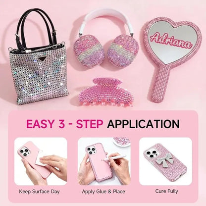 24-Piece Multicolor Flat Back Rhinestone Nail Art Kit