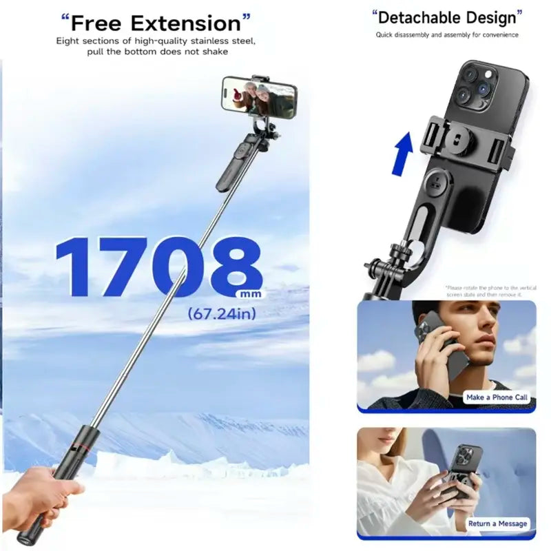 Adjustable Tripod/Selfie Stick for Cameras and Smartphones