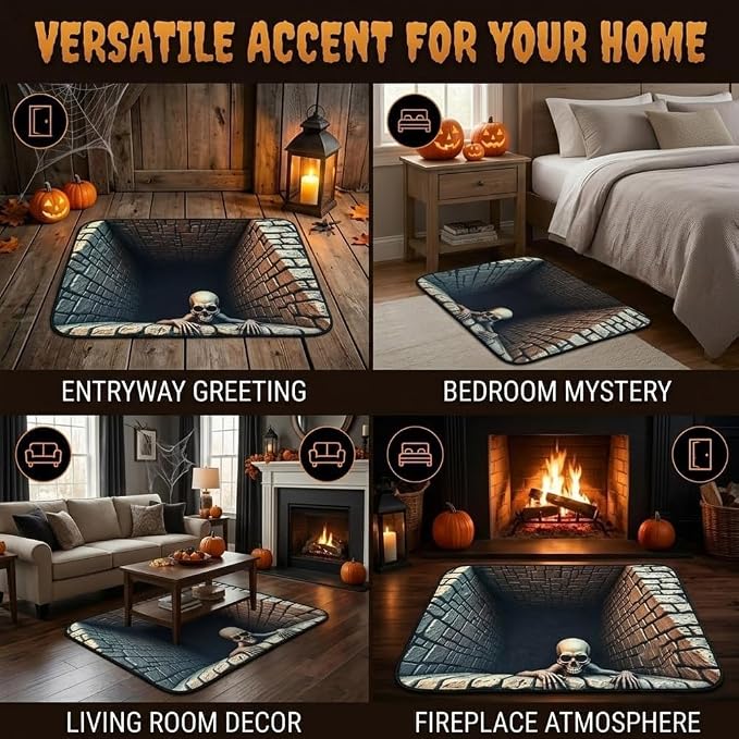 Halloween-themed 3D skull horror rug