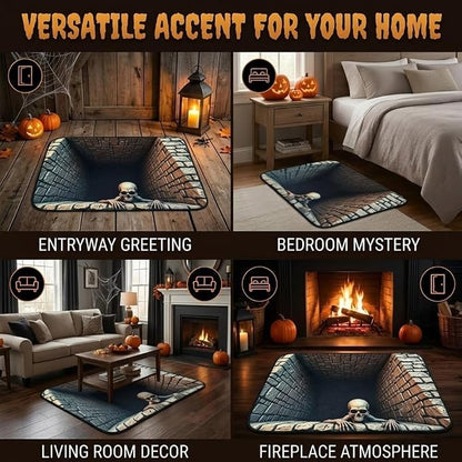 Halloween-themed 3D skull horror rug
