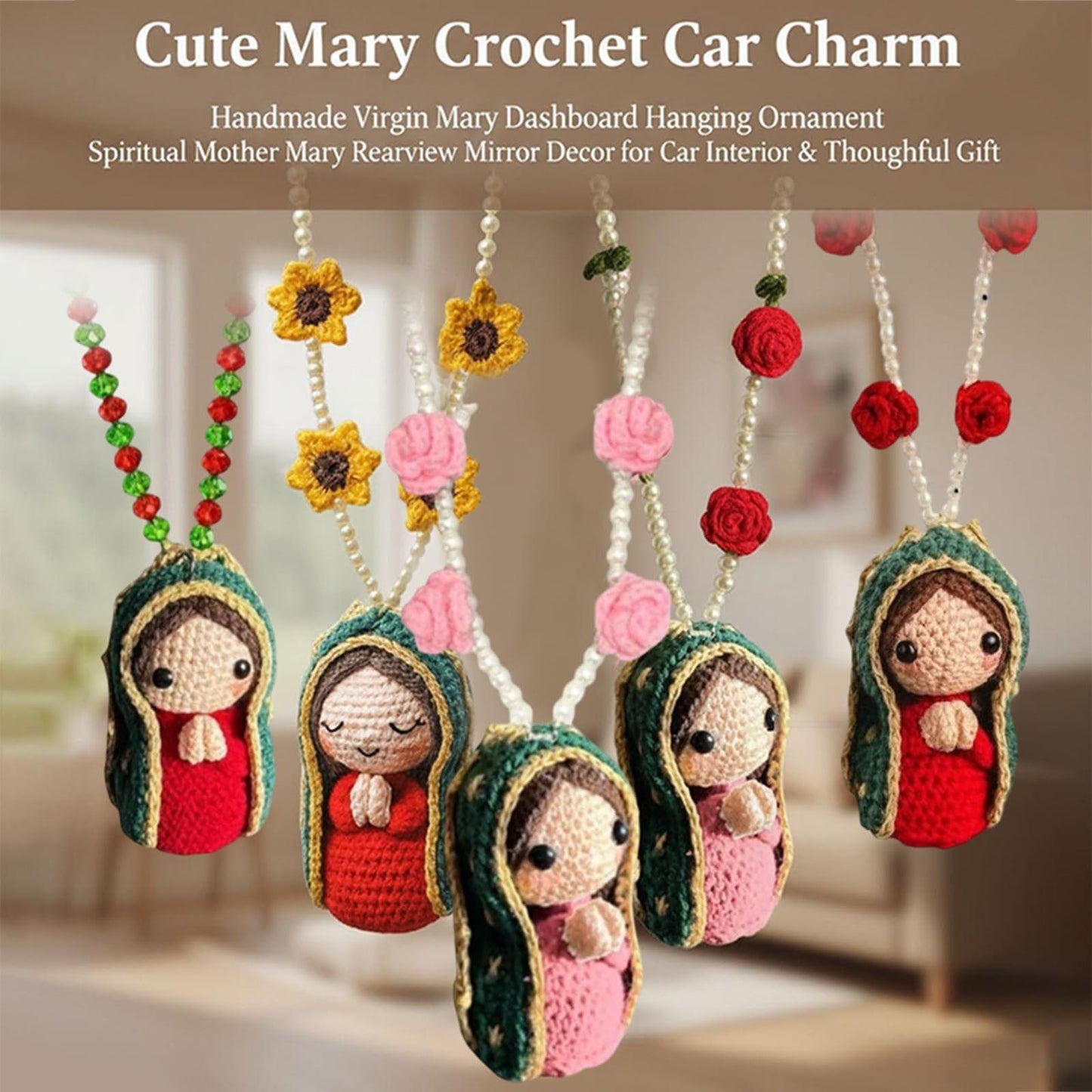 Cute Virgin Mary doll hanging ornament