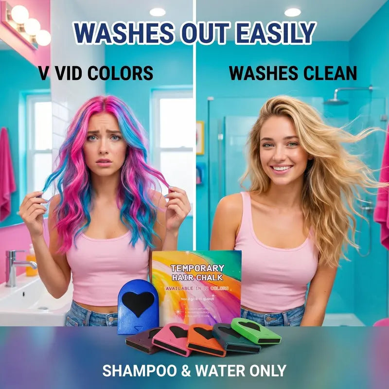 Washable Temporary Hair Chalk Set - Portable