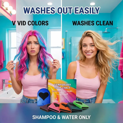 Washable Temporary Hair Chalk Set - Portable