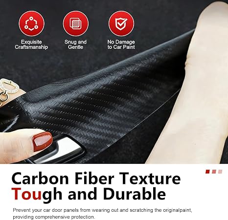 5-Piece "Sports" Pattern Carbon Fiber Door Sill Protection Strip Set